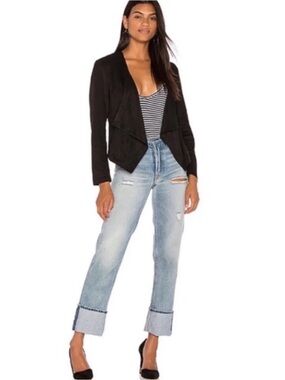 Jack by BB Dakota Black Draped Open-Front Blazer size small